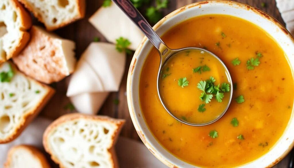 Ladle the soup into bowls sprinkle with fresh