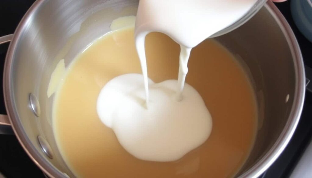 Pour in the heavy cream