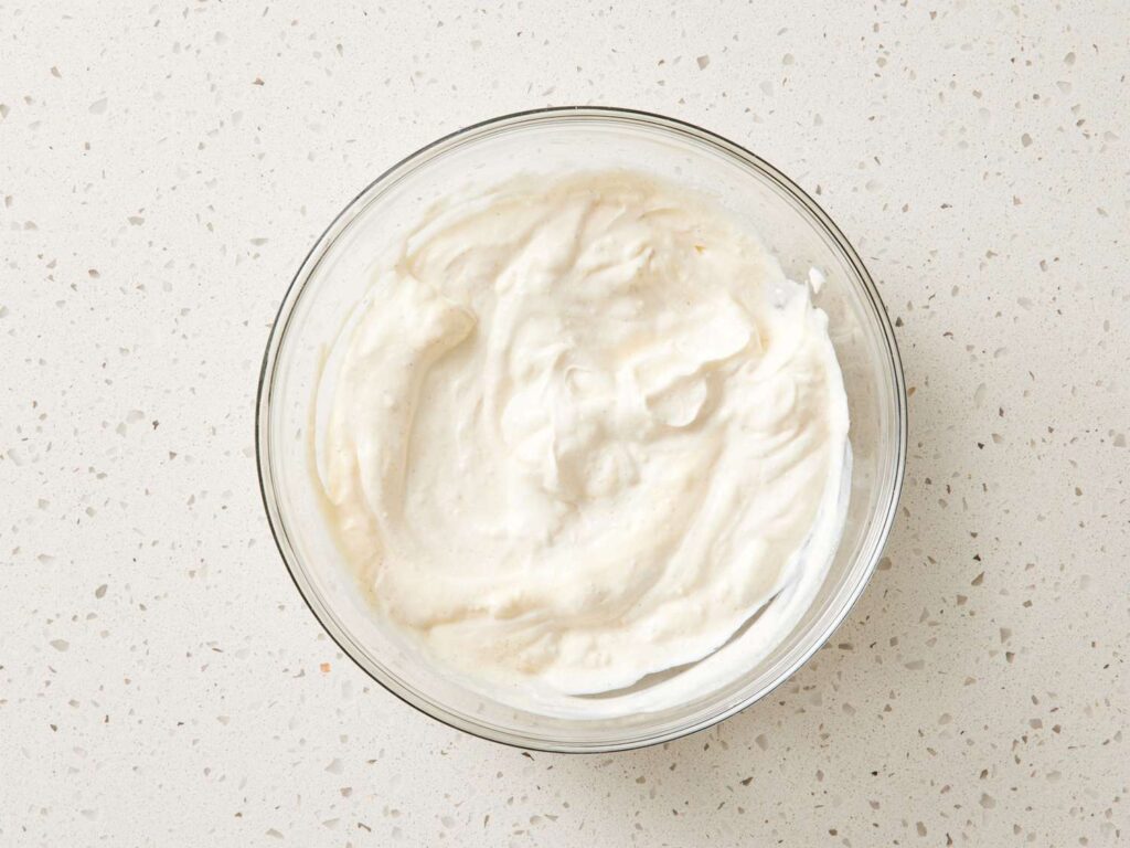 mix the mayonnaise and sour cream